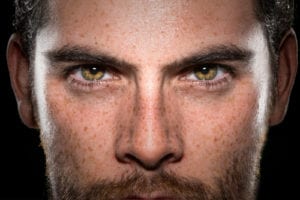 powerful eyes stare intense athlete